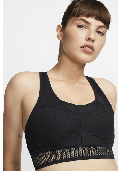 Swoosh Ultra Breathe Support Hafif Destekli Dolgulu Siyah Spor Sütyeni Bra