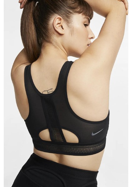Swoosh Ultra Breathe Support Hafif Destekli Dolgulu Siyah Spor Sütyeni Bra