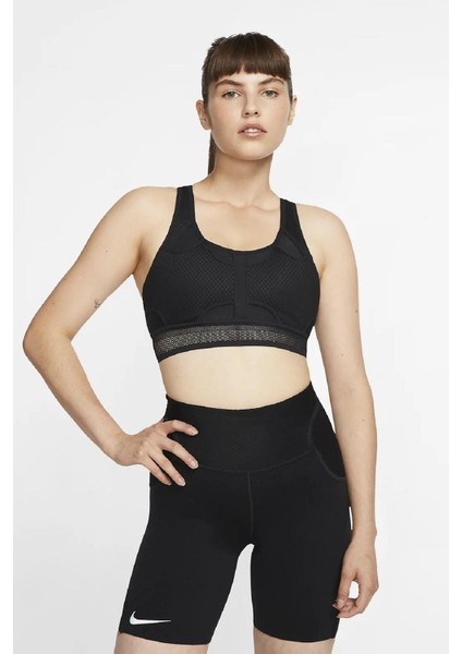 Swoosh Ultra Breathe Support Hafif Destekli Dolgulu Siyah Spor Sütyeni Bra