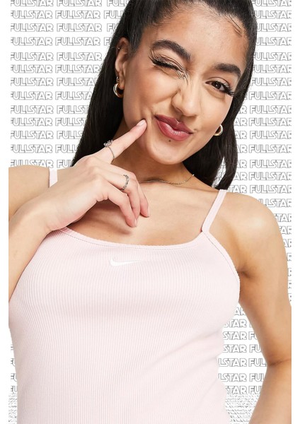 Sportswear Essential Ribbed Dress Fit Pink Fitilli Likralı Pembe Mini Elbise fiyatları