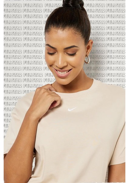 Sportswear Organic Cotton Short Sleve Dress Nakış Swooslu Bej Elbise modelleri