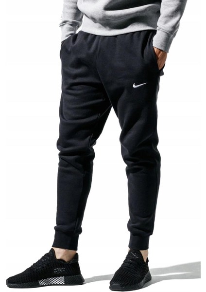 Sportswear Fleece Jogger Taper Leg Dar Kesim Eşofman Altı Şardonlu Polarlı Siyah