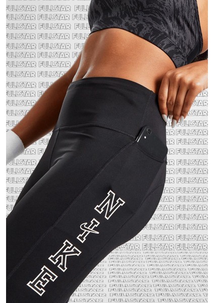 Epic Fast Running Leggings Graphic Baskılı Çok Cepli Toparlayıcı Tayt Siyah