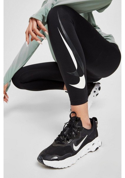 One Dri Fit Big Double Swoosh Leggings Toparlayıcı 2 Iç Cepli Siyah Tayt modelleri
