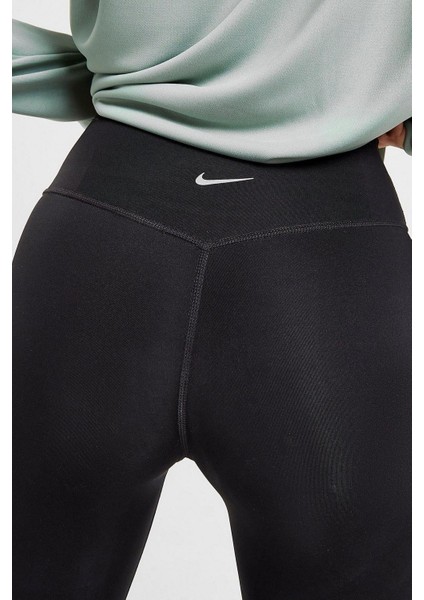 One Dri Fit Big Double Swoosh Leggings Toparlayıcı 2 Iç Cepli Siyah Tayt