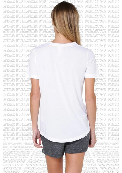 Futura White Tee Dökümlü Hafif Parlak Modal Örme Solmaya Dayanıklı Unisex Beyaz Tişört