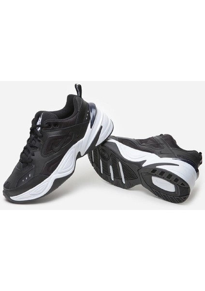 M2K Tekno Leather Unisex Sneaker Hakiki Deri Spor Ayakkabı Siyah Yükseklik 4cm