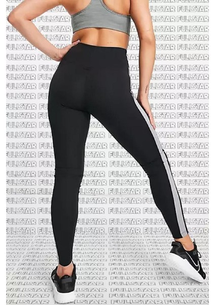 One Dri Fit Color Block Leggings Toparlayıcı 2 Iç Cepli Siyah Gri Tayt