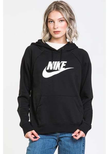 Sportswear Essential Fleece Hoodie Kapüşonlu Siyah Sweatshirt indirimleri