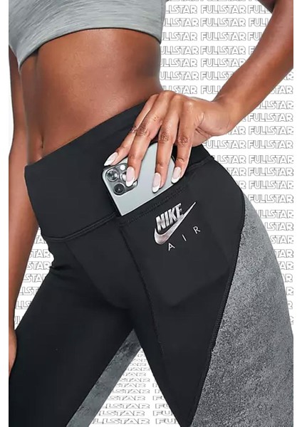 Air Fast Running Full Length Leggings 3 Cepli Toparlayıcı Siyah Tayt