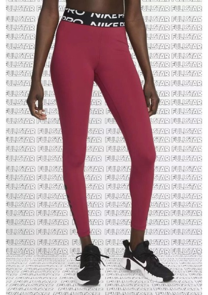 Pro Mid Rise Graphic Leggings Toparlayıcı Bordo Tayt