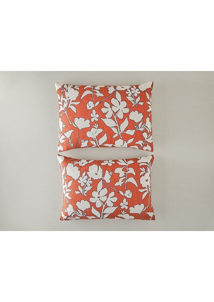 English Home Grandiflora Dijital Baskılı Soft Cotton 2'li Yastık Kılıfı 50X70 Terracotta