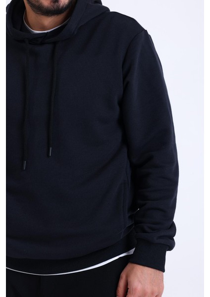 Lacivert Yandan Cepli Kapüşonlu Sweatshirt fırsatları