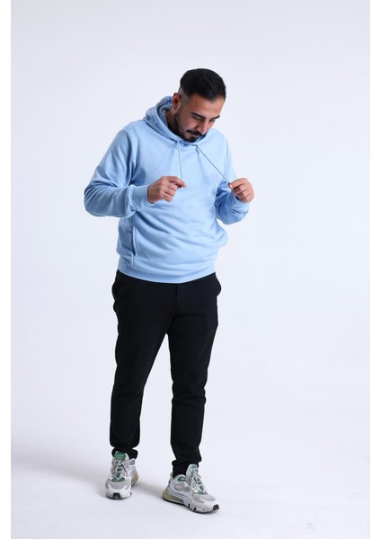 Mavi Yandan Cepli Kapüşonlu Sweatshirt modelleri