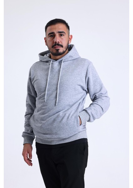 Gri Melanj Yandan Cepli Kapüşonlu Sweatshirt fiyatları