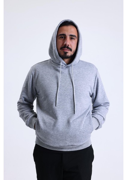 Gri Melanj Yandan Cepli Kapüşonlu Sweatshirt fırsatları