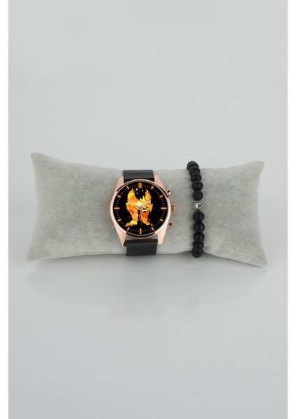 Alev Insan Figür Tasarım Rose Gold Çerçeve Kadın Kol Saati Bileklik Hediye