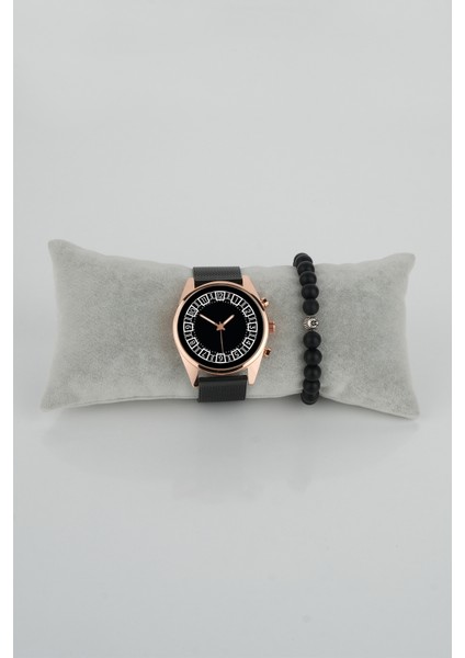 Sade Kadran Model 13 Rose Gold Çerçeve Erkek Kol Saati Bileklik Hediye