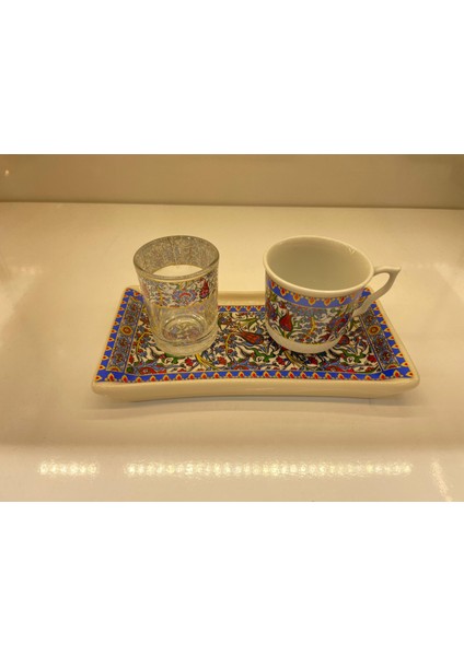 Porselen Kahve Fincanı Tek Li Türk Kahve Seti Osmanlı Çini Desen