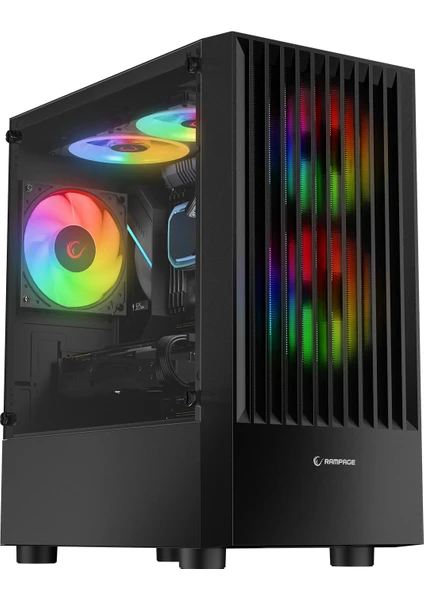 Lyra Mesh Temperli Camlı Siyah 3* 12CM Rgb Fan M-Atx Mini-T Gaming Oyuncu Kasası