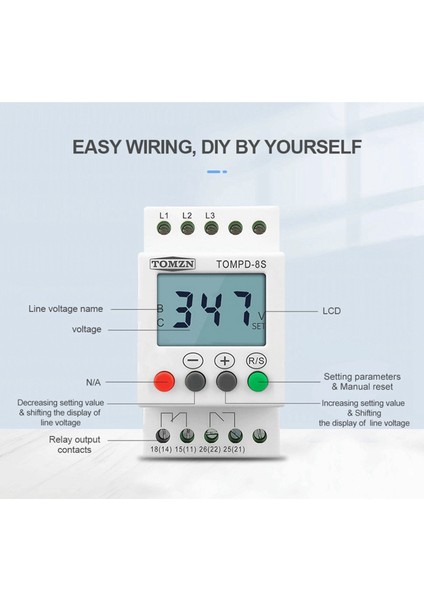 Aşırı Gerilim Altında Ayarlanabilir 3 Fazlı Din Ray Koruyucu (Yurt Dışından)
