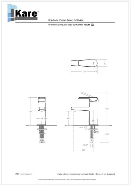 Optimum Mix Lavabo Bataryası