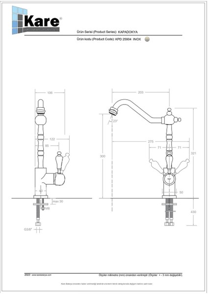 Kapadokya Mix Inox Evye Bataryası fiyatları