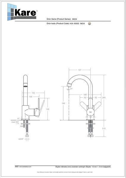 Inox Mix Kısa Borulu Lavabo Bataryası