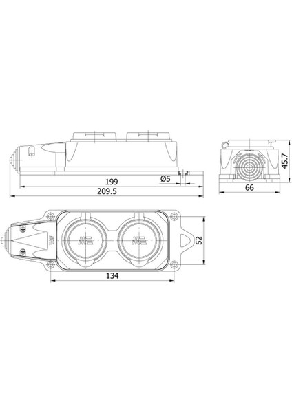 Kauçuk 2 'li Grup Priz 2x(2p+E) 220/240V 16A Alman Tip
