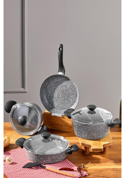 Maxx Cook 7 Parça Tencere Seti Gri