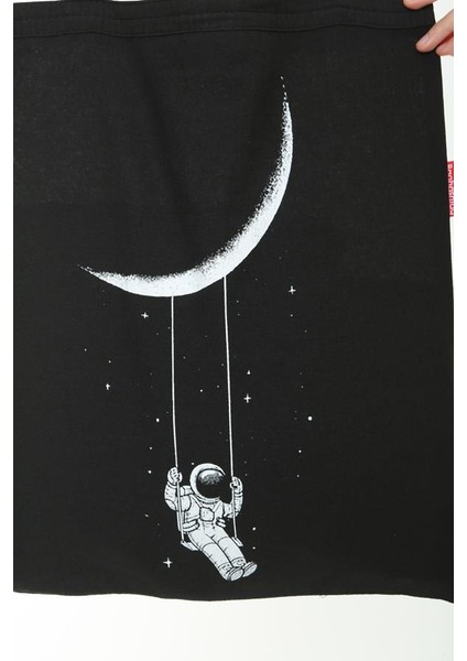 Siyah Bez Çanta Ayda Sallanan Astronot fiyatları