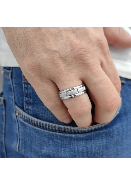 Gri Parlak Erkek Titanyum Çelik Yüzük Alyans EU82BY modelleri