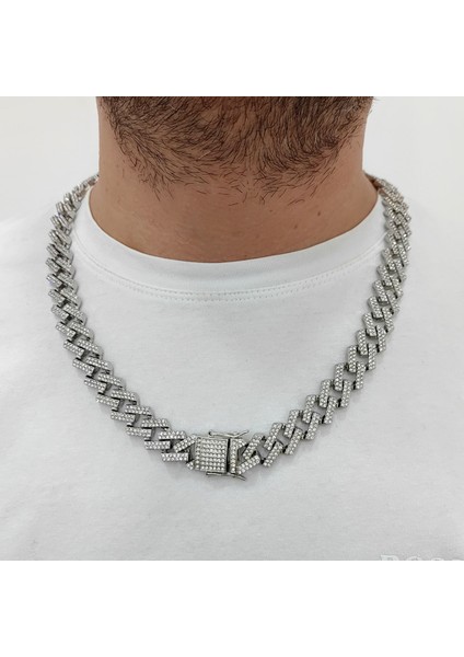 15 Mm. Gri Kalın 60 Cm. Taşlı Alloy Erkek Zincir EU78BY modelleri