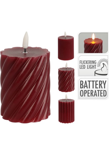 Mum Xmas LED Candle 7X9CM 3ASS Red