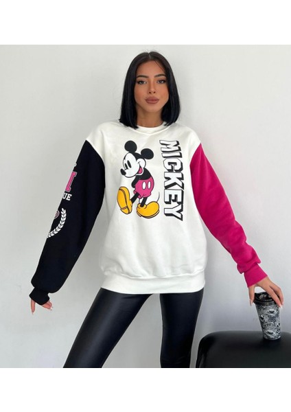 Mickey Mouse Desenli Oversize Sweatshirt