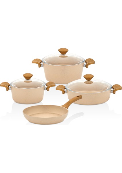 Maxx Cook 7 Parça Tencere Seti Krem