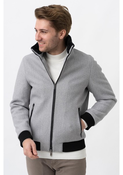 Santa Marta 2424402 Slim Fit Kürklü Kaban Gri