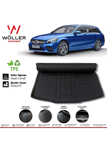 Mercedes C Estate Bagaj Havuzu W205 2015 2021 Arası 3D Wöller Ultraflex Esnek