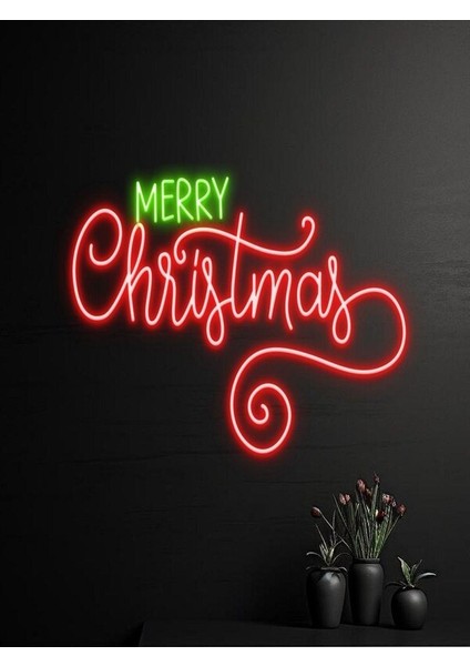 Merry Christmas Yazılı Yılbaşı Temalı Neon Tabela