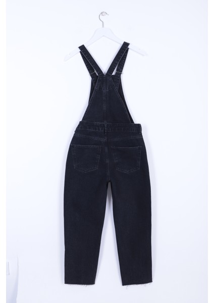 Yanları Mom Fit Kadın Kot Tulum Antrasit Denim indirimleri