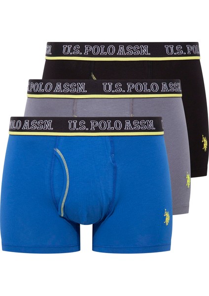 Erkek Antrasit-Saks-Siyah 3'lü Boxer 80508