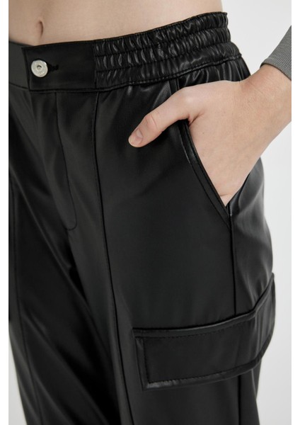 Coool Jogger Pantolon Suni Deri Beli Paçası Lastikli Kargo Cepli B0455AX23WN