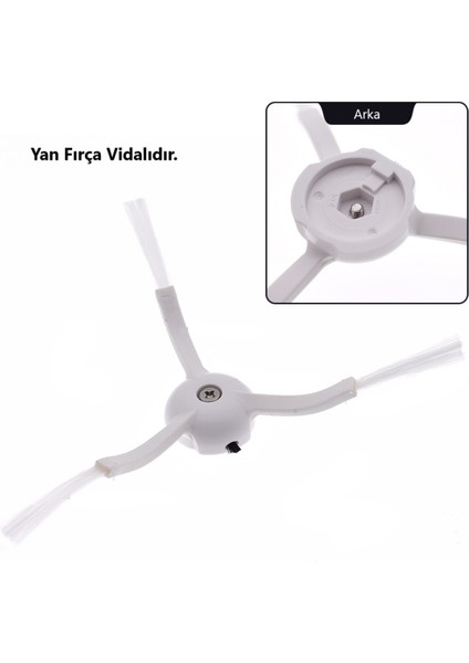 Roborock Q8 Max, Q8 Max Plus Beyaz Uyumlu Yedek Ana Fırça ve Yan Fırça-3 Parça