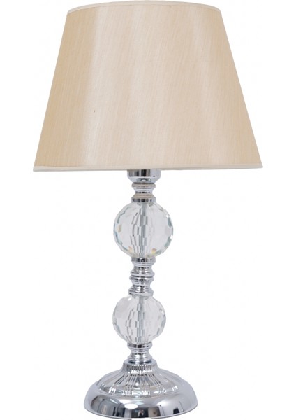 TH-250069 - Krom Renk Toplu Metal Çizgi Ayaklı Kristal Cam Abajur Masa Lambası
