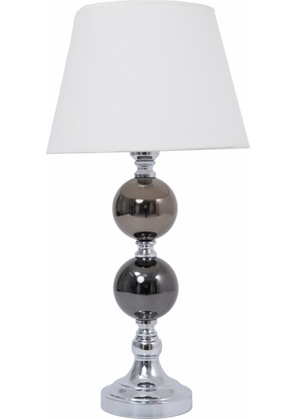 TH-250055 - Krom Renk Metal Füme Toplu Ayaklı Abajur Masa Lambası
