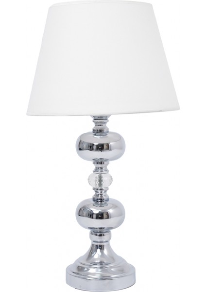 TH-250047 - Krom Renk Toplu Metal Desen Ayaklı Kristal Cam Abajur Masa Lambası