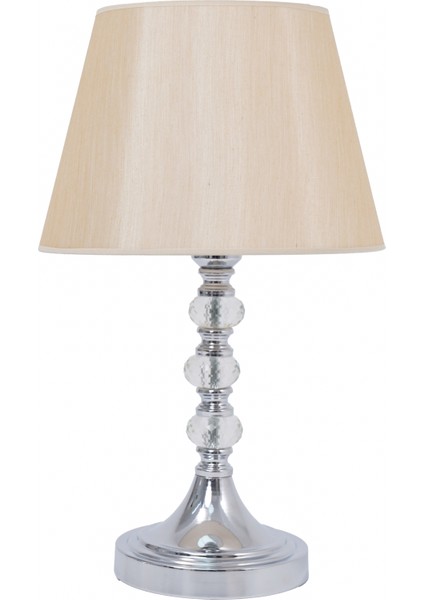 TH-250068 - Krom Renk Toplu Metal Ayaklı Kristal Cam Abajur Masa Lambası