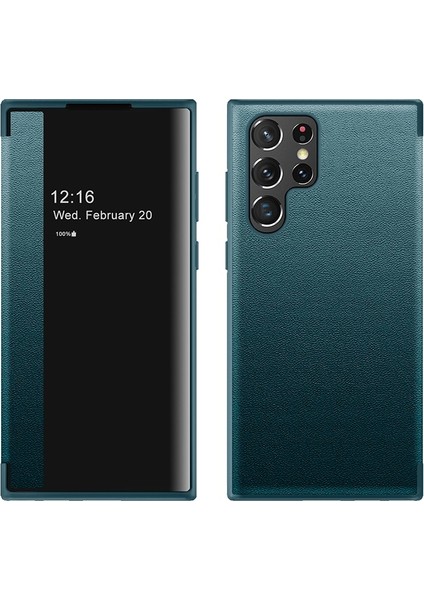 Samsung Galaxy S23 Düz Deri Pencere Cep Telefonu Kılıfı (Yurt Dışından)