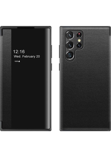 Samsung Galaxy S24 Plus Düz Deri Pencere Cep Telefonu Kılıfı (Yurt Dışından)