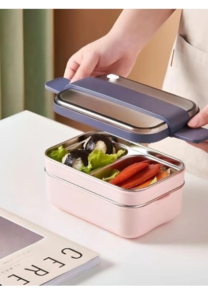 Smart Style Lunch Box Iki Katlı Paslanmaz Çelik Kolay Kilitlenir Sefer Tası – 1200 ml